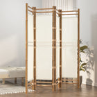 Room divider 4-panel folding 160 cm bamboo and canvas