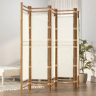 Room divider 5-panel folding 200 cm bamboo and canvas