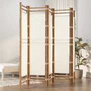 Room divider 5-panel folding 200 cm bamboo and canvas