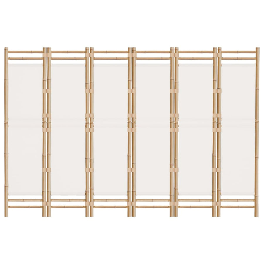 Kamerscherm 6-panelen inklapbaar 240 cm bamboe en canvas 240 x 180 cm Crèmewit