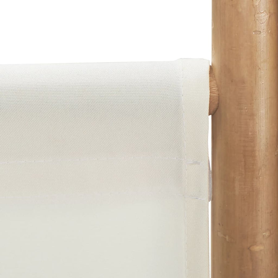 Kamerscherm 6-panelen inklapbaar 240 cm bamboe en canvas 240 x 180 cm Crèmewit