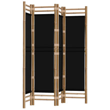 Kamerscherm 4-Panelen Inklapbaar 60 Cm Bamboe En Canvas 160 x 180 cm Zwart