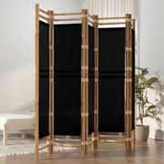 Room divider 5-panel folding 200 cm bamboo and canvas