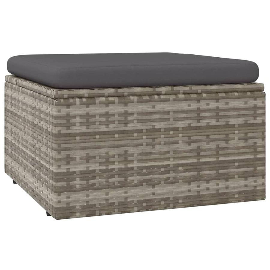 Voetensteun Met Kussen 55X55X30 Cm Poly Rattan Grijs