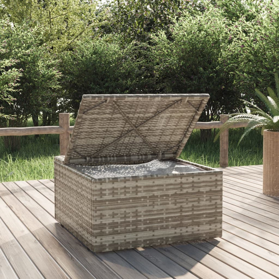 Voetensteun Met Kussen 55X55X30 Cm Poly Rattan Grijs