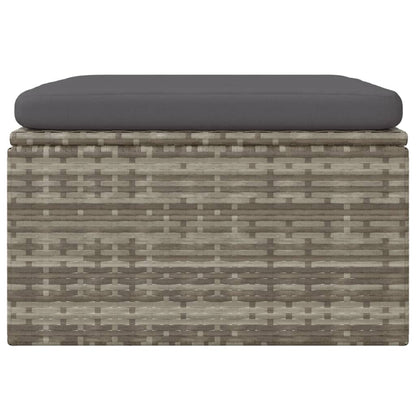 Voetensteun Met Kussen 55X55X30 Cm Poly Rattan Grijs