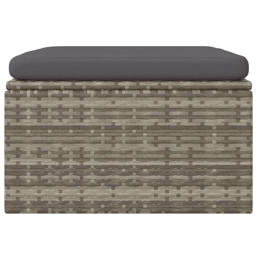 Voetensteun Met Kussen 55X55X30 Cm Poly Rattan Grijs