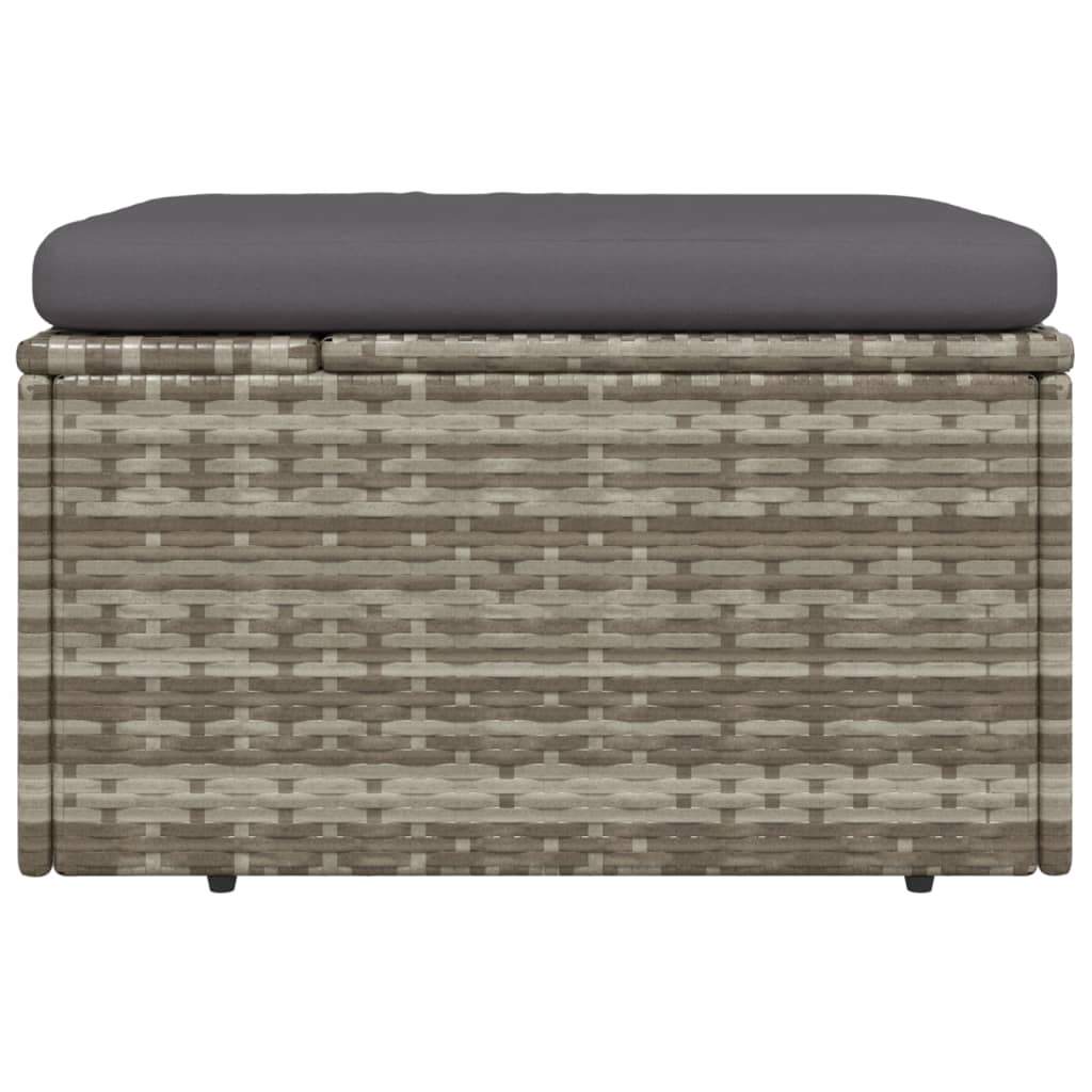 Voetensteun Met Kussen 55X55X30 Cm Poly Rattan Grijs