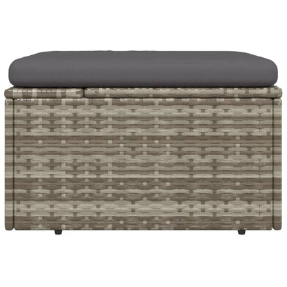 Voetensteun Met Kussen 55X55X30 Cm Poly Rattan Grijs