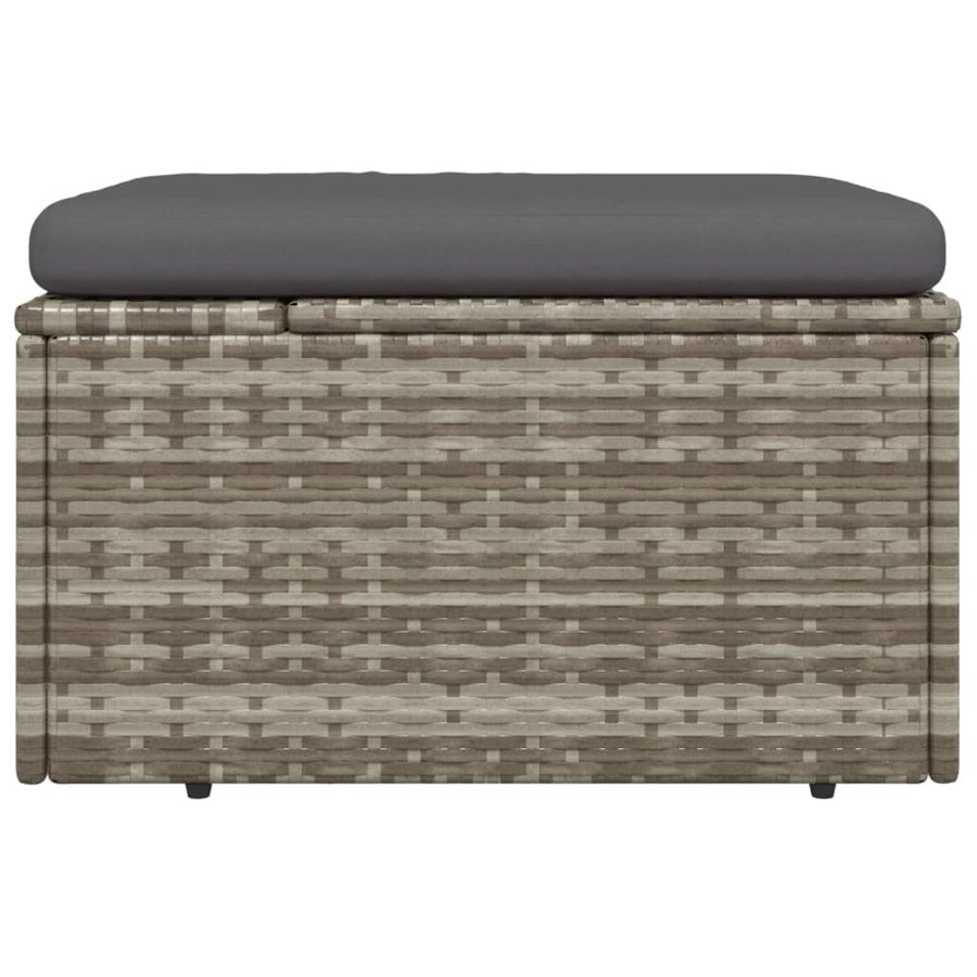 Voetensteun Met Kussen 55X55X30 Cm Poly Rattan Grijs