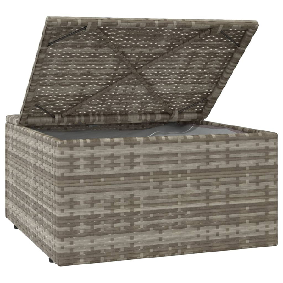 Voetensteun Met Kussen 55X55X30 Cm Poly Rattan Grijs