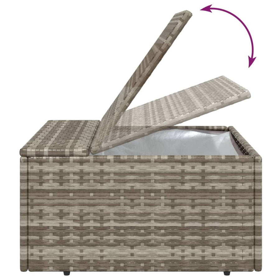 Voetensteun Met Kussen 55X55X30 Cm Poly Rattan Grijs