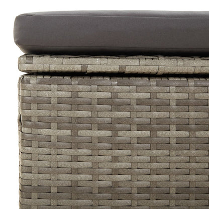 Voetensteun Met Kussen 55X55X30 Cm Poly Rattan Grijs