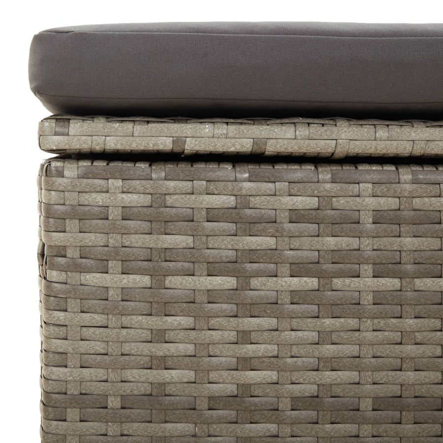 Voetensteun Met Kussen 55X55X30 Cm Poly Rattan Grijs