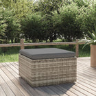 Voetensteun Met Kussen 55X55X30 Cm Poly Rattan Grijs