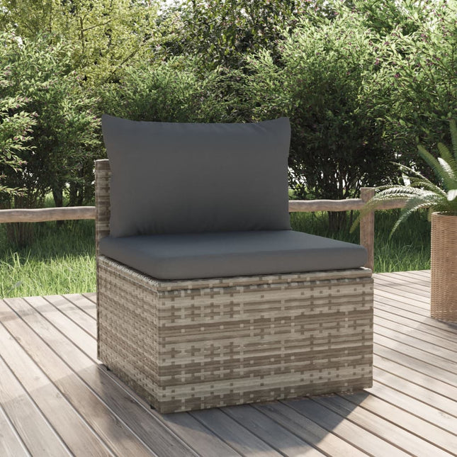 Tuin Met Kussen 57X57X56 Cm Poly Rattan Grijs Middenbank