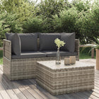 3-Delige Loungeset Met Kussens Poly Rattan Grijs