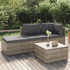 4-delige Loungeset met kussens poly rattan grijs 1