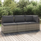 3-delige Loungeset met kussens poly rattan grijs hoek + 2x midden