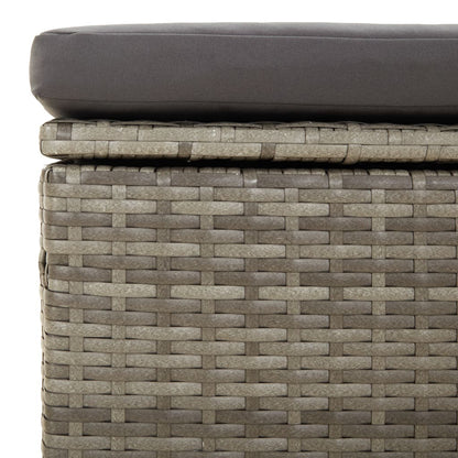 3-delige Loungeset met kussens poly rattan grijs