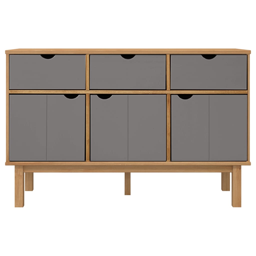 Dressoir Otta 114X43X73,5 Cm Massief Grenenhout Bruin en grijs