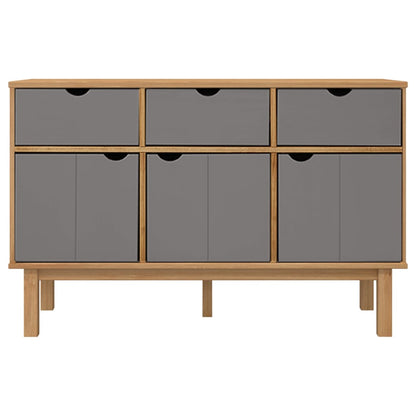 Dressoir Otta 114X43X73,5 Cm Massief Grenenhout Bruin en grijs