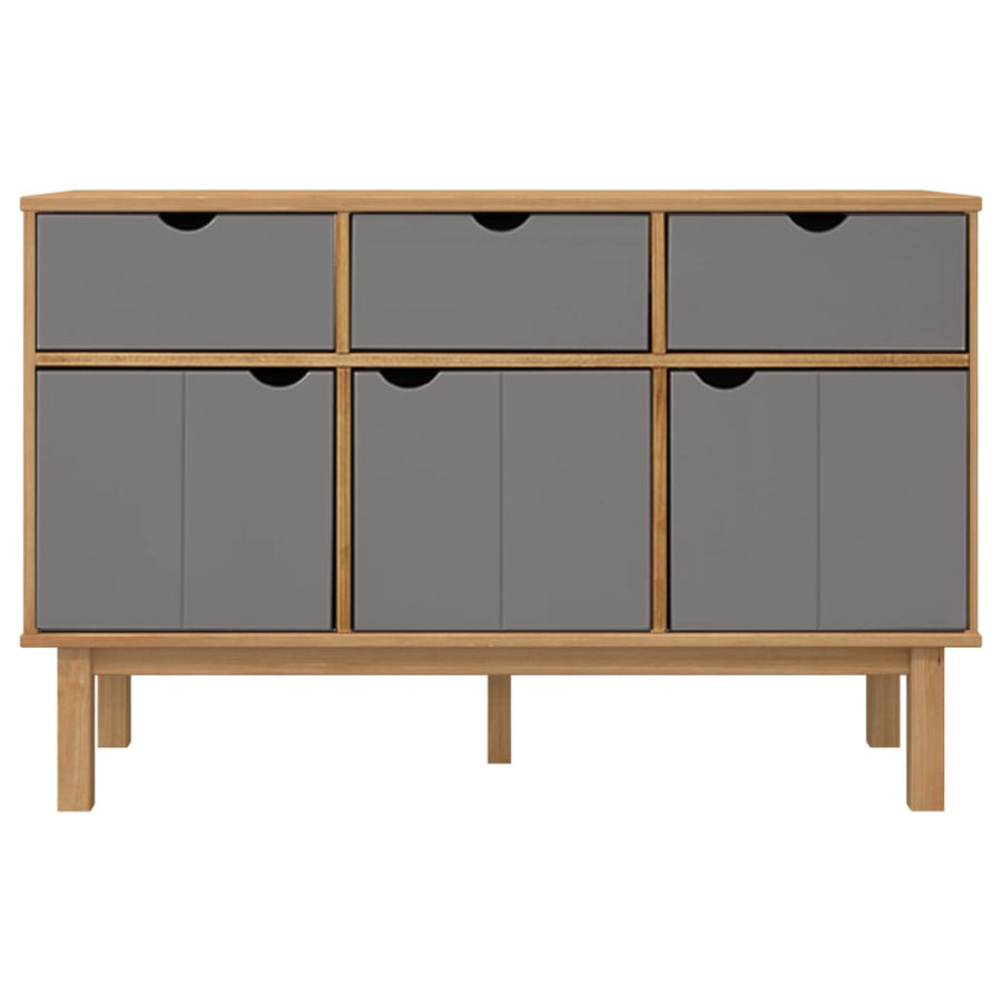 Dressoir Otta 114X43X73,5 Cm Massief Grenenhout Bruin en grijs