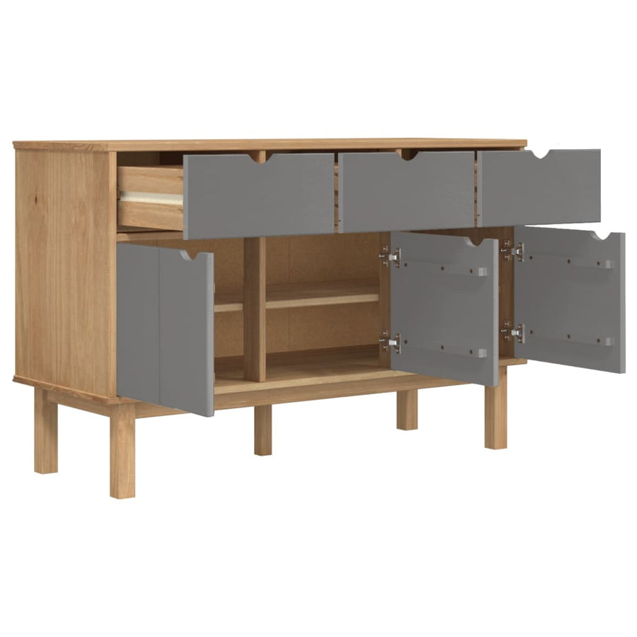 Dressoir Otta 114X43X73,5 Cm Massief Grenenhout Bruin en grijs