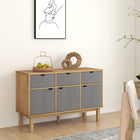 Dressoir 114x43x73,5 cm massief grenenhout bruin grijs