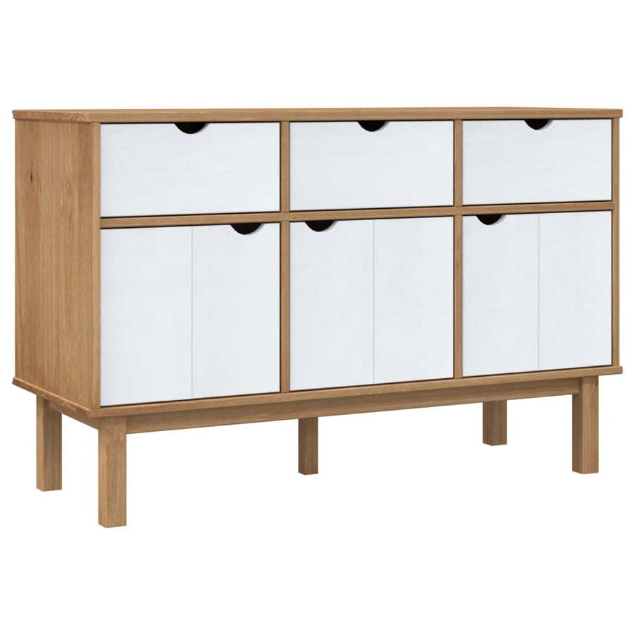 Dressoir Otta 114X43X73,5 Cm Massief Grenenhout Bruin en wit