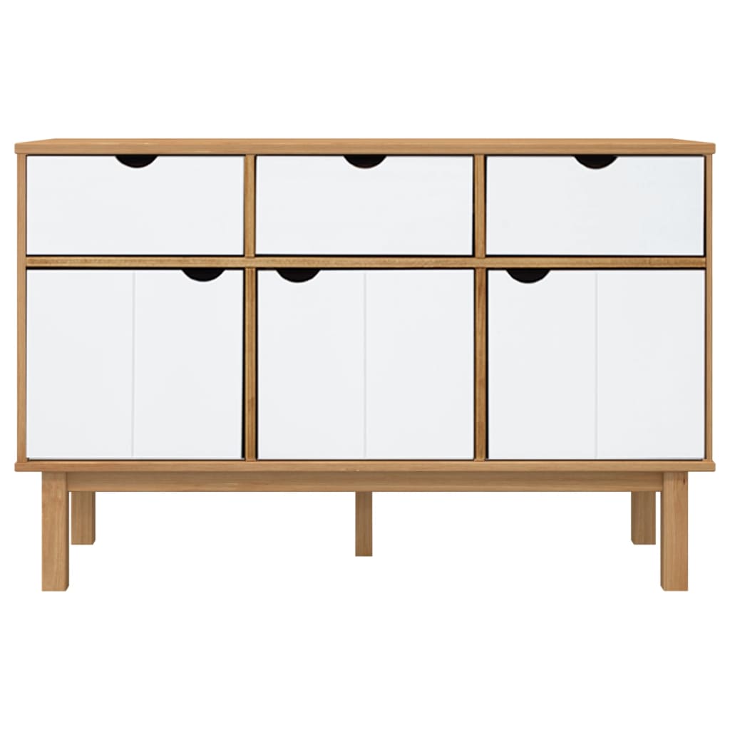 Dressoir Otta 114X43X73,5 Cm Massief Grenenhout Bruin en wit