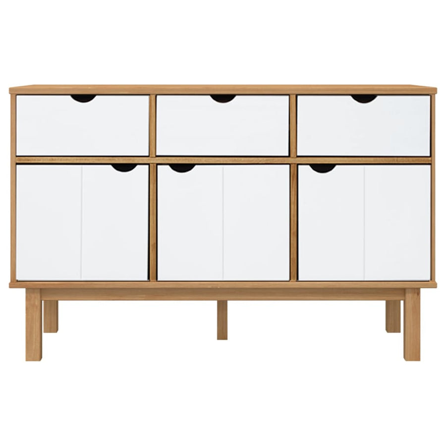 Dressoir Otta 114X43X73,5 Cm Massief Grenenhout Bruin en wit