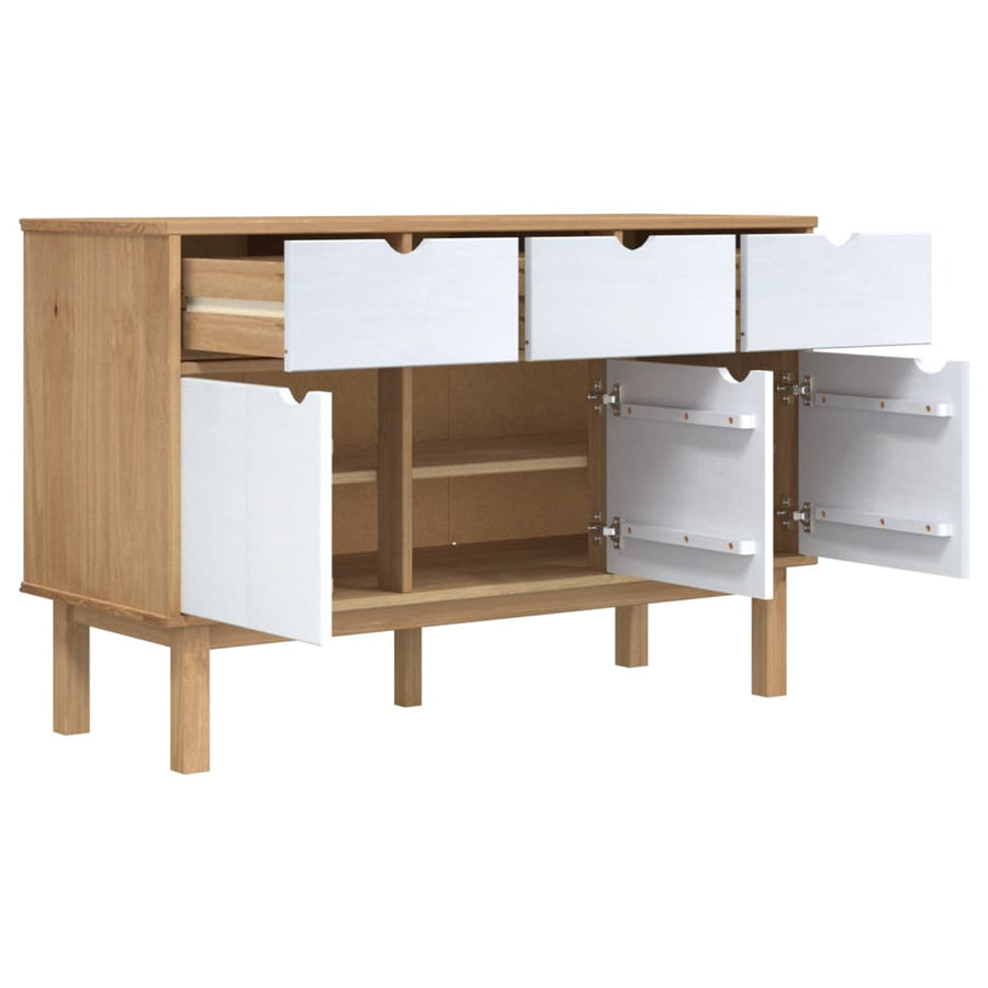 Dressoir Otta 114X43X73,5 Cm Massief Grenenhout Bruin en wit