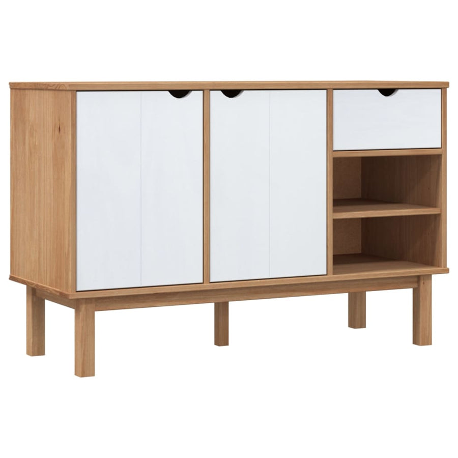 Dressoir Otta 114X43X73,5 Cm Massief Grenenhout Bruin en wit