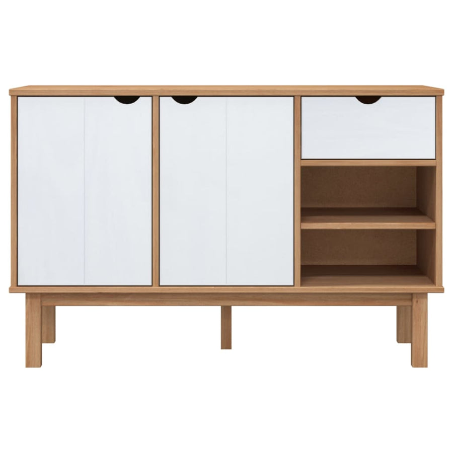 Dressoir Otta 114X43X73,5 Cm Massief Grenenhout Bruin en wit