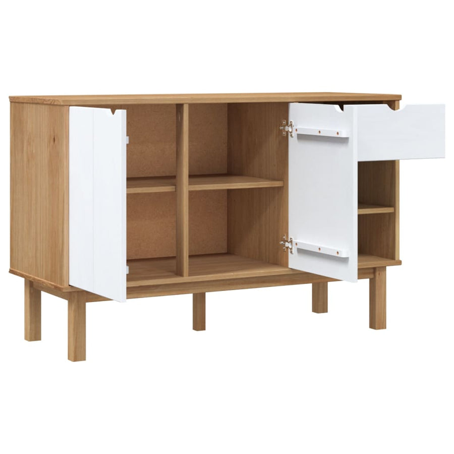 Dressoir Otta 114X43X73,5 Cm Massief Grenenhout Bruin en wit