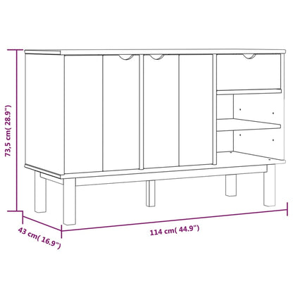 Dressoir Otta 114X43X73,5 Cm Massief Grenenhout Bruin en wit