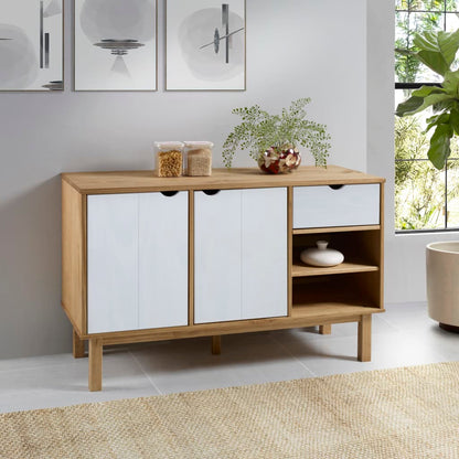 Dressoir Otta 114X43X73,5 Cm Massief Grenenhout Bruin en wit