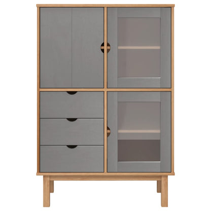 Hoge Kast Otta 85X43X125 Cm Massief Grenenhout Bruin en grijs