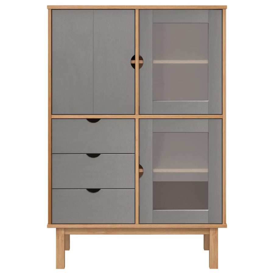 Hoge Kast Otta 85X43X125 Cm Massief Grenenhout Bruin en grijs