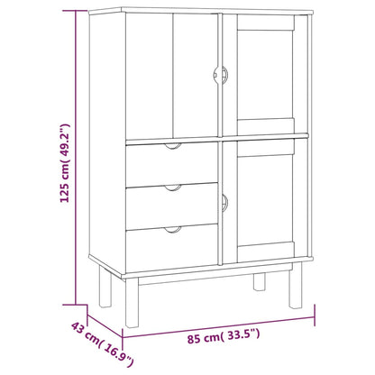 Hoge Kast Otta 85X43X125 Cm Massief Grenenhout Bruin en grijs
