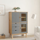 Hoge kast 85x43x125 cm massief grenenhout bruin grijs