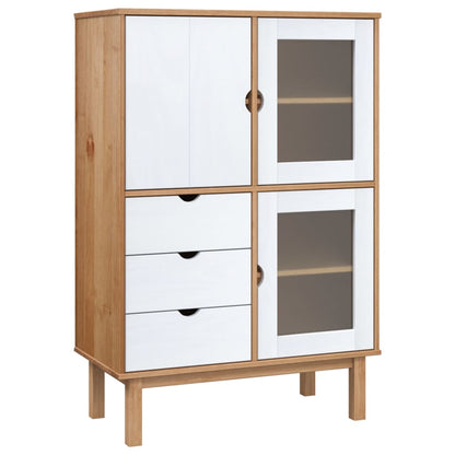 Hoge Kast Otta 85X43X125 Cm Massief Grenenhout Bruin En Wit