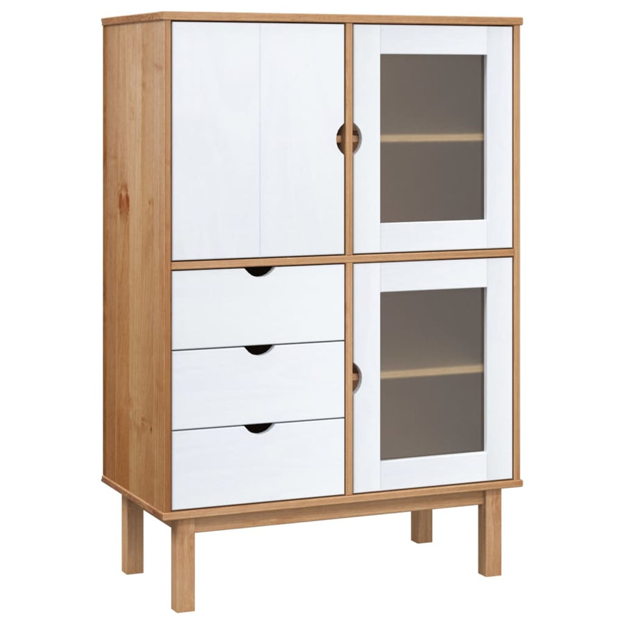 Hoge Kast Otta 85X43X125 Cm Massief Grenenhout Bruin En Wit