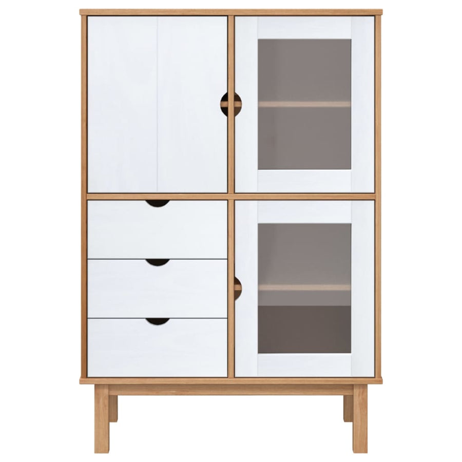 Hoge Kast Otta 85X43X125 Cm Massief Grenenhout Bruin En Wit