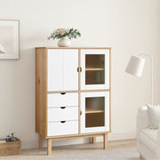 Hoge kast 85x43x125 cm massief grenenhout bruin wit