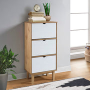 Schoenenkast OTTA 55x35x120 cm massief grenenhout bruin wit