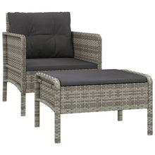 2-Delige Loungeset Met Kussens Poly Rattan Grijs