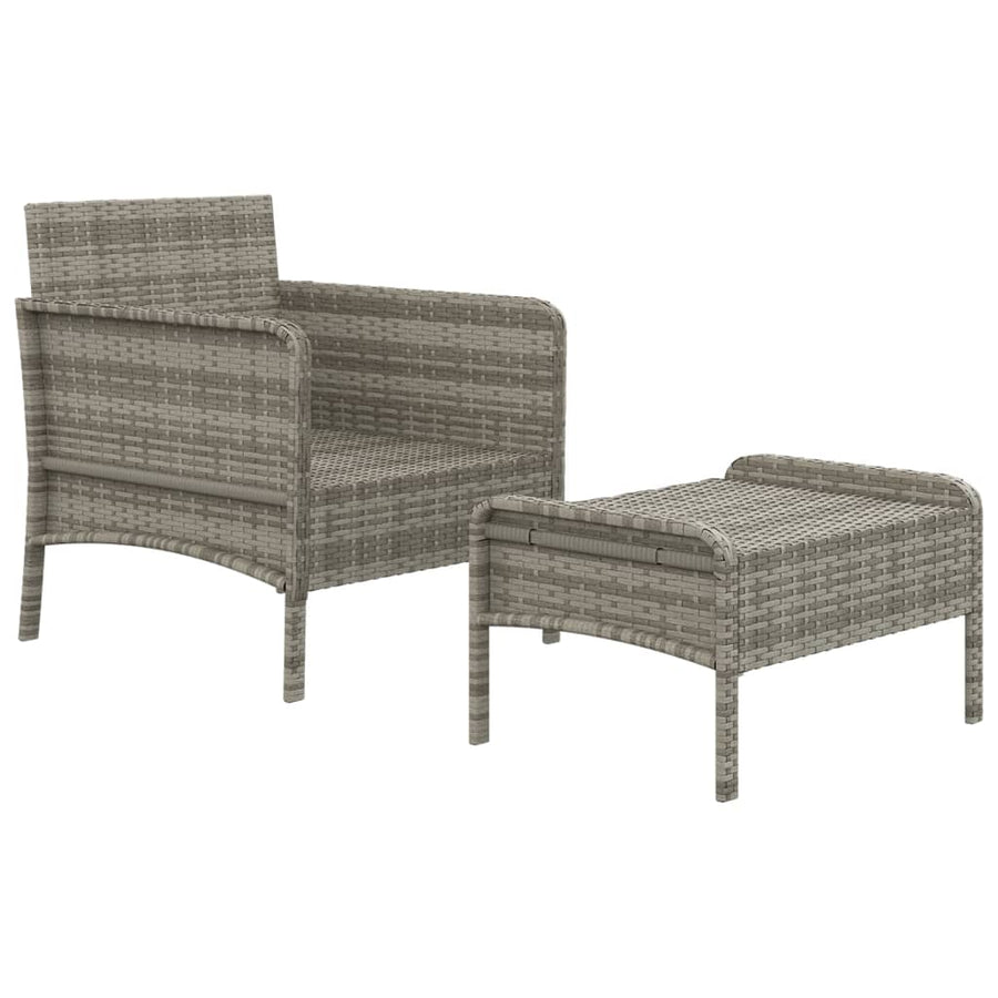 2-Delige Loungeset Met Kussens Poly Rattan Grijs