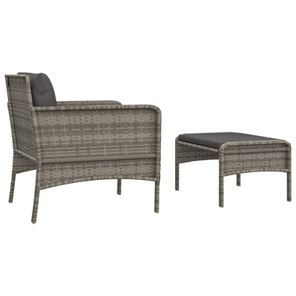 2-Delige Loungeset Met Kussens Poly Rattan Grijs